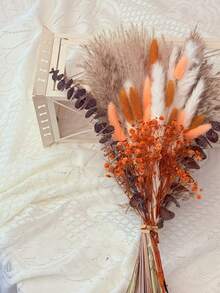 1 Bouquet Mixed With Baby's Breath, Gypsophila, Bunny Tail Grass, Eucalyptus, Lavender, Etc. Natural Floral Bouquet For Vase, Wedding, Bridal Bouquet, Home/Office Decor, Party