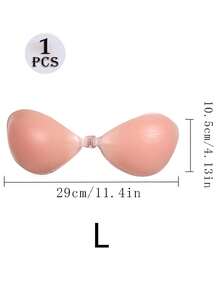 1 Pair Apricot & Pink 2 Color Options Sticky Backless Strapless Bra, Reusable Soft Silicone Bra With Nipple Cover, Oval Yoga Running Sports Party Swimming Chest Fixing Gather Lift Function Silicone Material, Super Strong Silicone Invisible Bra, Wedding Bra, Women Summer Underwear