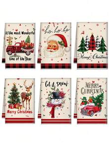 1pc/2pcs/6pcs Super Soft Microfiber Christmas Hand Towels, Santa Claus, Snowflake, Reindeer, Christmas Tree Pattern Design Dish Cloths, Kitchen And Dining Room Decor, Outdoor Party Supplies, Suitable For Christmas Kitchen And Bathroom Decor, Advent Calendar Gift, Christmas Surprise - Multicolor - View 4