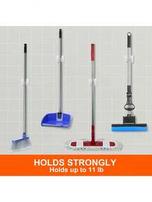 4pcs/2pcs Plastic Mop And Broom Holder - Wall Mounted Self-Adhesive Broom And Mop Storage Organizer, Wall Mounted Storage Box, Suitable For Home, Kitchen, Bathroom, Garden, Garage Kitchen Items Kitchen Accessories Kitchen Tools - Multicolor - View 3