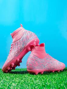 Men Soccer Cleats Outdoor AG/FG Professional Football Shoes Lightweight Breathable Youth Boys Athletic Training Sneakers - Pink - View 7