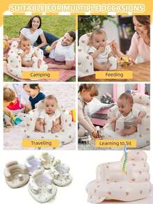Multifunctional Inflatable Baby Learning Chair And Baby Bath Stool, Baby Inflatable Seat For Babies 3 Months And Up Summer Inflatable Baby Seat For Sitting Up, Blow Up Baby Floor Seat , Baby Shower Chair Floor Seater, Infant Back Support Sofa