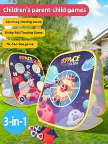 Space Theme Toss Toy Set, Early Education Parent-Child Game, Suitable For Boys And Girls, Children's Hand-Eye Coordination Training, 6pcs Sticky Space Balls + 8pcs Sand Bags, Interactive Competition Game, Spacecraft Ball Set, Kindergarten Competition Toy, Sensory Integration Training Gift, Christmas/Halloween/Thanksgiving Party Game Props, Children's Birthday Gift