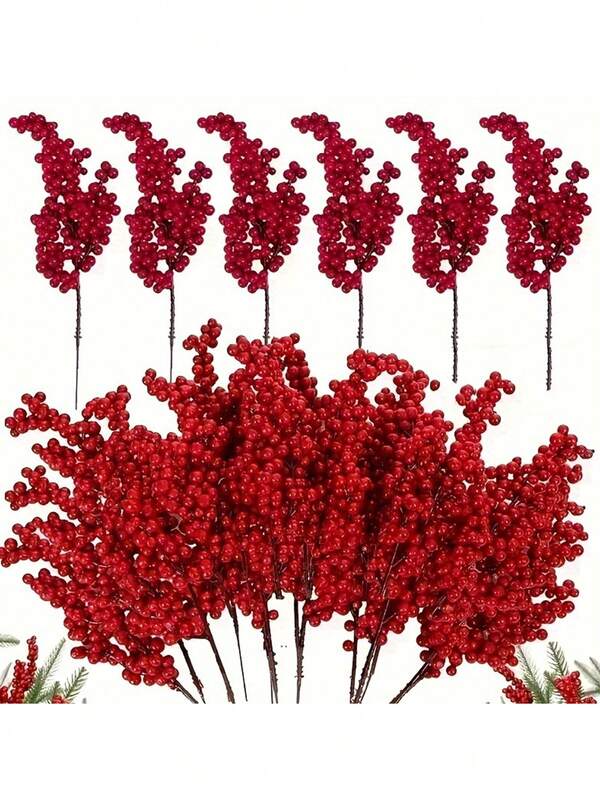 5/10/20/30 pezzi Bacche rosse artificiali per decorazioni dell'albero di Natale, decorazioni per scatole regalo, ghirlande fai-da-te, per decorazioni per la casa, decorazioni per ghirlande, decorazioni per la stanza, centrotavola, decorazioni per feste e festival