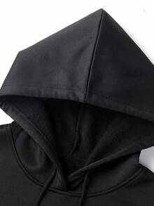 Mens Black Hoodie Jogger Tracksuit 2 Piece Set For Sports Activewear Homewear And Casual For Gym Lounge And Cool Urban Streetwear - 黑色 - 查看 3