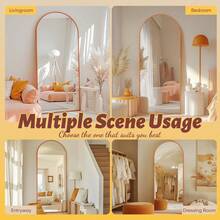 Furnbar Arch Floor Mirror, 58"X19" Full Length Mirror - Freestanding Full Body Mirror With Stand For Bedroom Or Living Room,Amber,Lavender,Persimmon,Pistachio,Sapphire - trái cam - Xem 4
