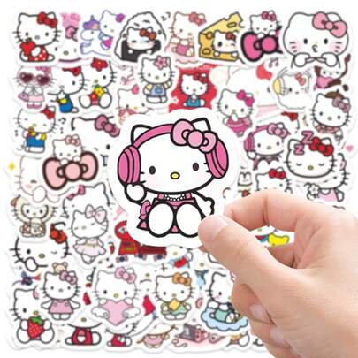 Sanrio Hello Kitty Career Stickers - 85PCS Cute Cartoon Style, Waterproof For Scrapbooking, Phone Case & Notebook Decor