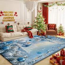 1 pezzo Grande tappeto da area natalizia con motivo pupazzo di neve, cedro e palline di Natale, adatto per cucina, decorazione natalizia, ideale per soggiorno, camera da letto, cucina, ufficio domestico, patio, giardino e decorazione da esterno, realizzato in morbido flanella - Multicolore - Visualizzare 12