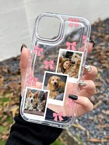 1 pieza Funda de teléfono personalizada con dibujo de lazo y mascota, funda protectora de teléfono a prueba de golpes y gruesa, adecuada para iPhone 11, 13, 15, 16 Pro Max