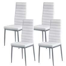 Modern Dining Room Accent Chairs Set Of 4, Upholstered Leather Side Chair For Dining Tables, Space-Saving Kitchen Table Chair With Thick Cushions And Metal Legs, White - Nghệ thuật da 4 mảnh màu trắng - Xem 9