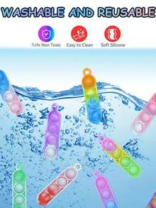 12/24/36/48 Stück zufällige Farbe Pop Schlüsselanhänger Fidget Toys Pack Party Tüte Füllungen, Poppet Schlüsselanhänger Weihnachtsabend Box Strumpfhalter Füllungen Spielpreise Valentinstag Geburtstags Party Geschenke Sensorik