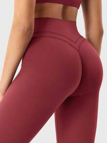YEOREO Women's Workout Gym Leggings Julissa Hidden Scrunch Butt Sculpting Compression Mid Rise V Back Yoga Leggings 26\" - 安可拉紅 - 查看 5