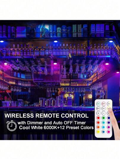 3/ Wand Lights Wireless, Lamps Living Room, RGB Wireless Led Lamp, Cabinet Lighting, LED Spotlight, Battery Operated Remote Control, Lamps, Lights, Night Light,Lighting, Book Light, Spotlight Corridors, Bathrooms, Bedrooms, KitchenCabinets, Stairs, Home view 2