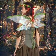 Butterfly Wing For Women, 3D Flower Fairy Sheer Wings Halloween Cosplay Supplies - 白色 - 查看 5