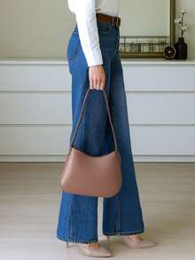 9650# Stretchy Denim Pants, Straight Leg, Elegant & Fashionable, Casual & Versatile, Wide Leg Flare Women Denim Trousers