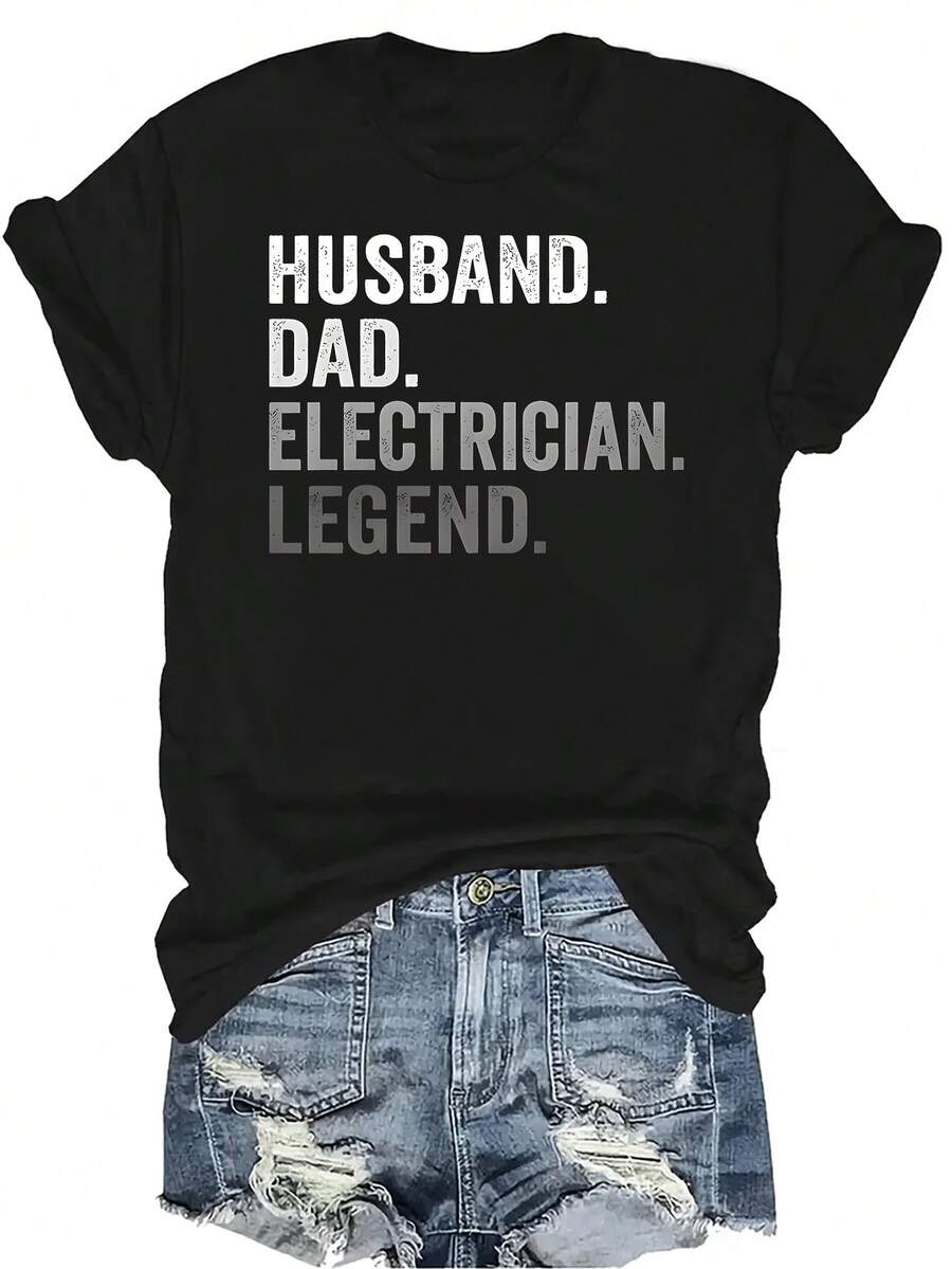Camiseta de Ingeniero Eléctrico Unisex, de verano, casual, transpirable, con personalidad, cuello redondo, manga corta, ropa de calle, versátil, adecuada para adolescentes y adultos - Negro - Ver 1