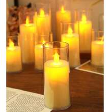 1 Peça Vela LED Cintilante Sem Chama (Com Bateria), Vela Eletrônica com Núcleo de Chama Dançante, Adequada para Natal, Halloween, Decoração de Casamento, Decoração de Mesa de Jantar, Festa de Aniversário, Comemoração de Feriados, Decoração do Dia dos Namorados, Vela Eletrônica, Vela de Desejos