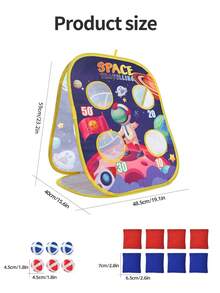 Space Theme Toss Toy Set, Early Education Parent-Child Game, Suitable For Boys And Girls, Children's Hand-Eye Coordination Training, 6pcs Sticky Space Balls + 8pcs Sand Bags, Interactive Competition Game, Spacecraft Ball Set, Kindergarten Competition Toy, Sensory Integration Training Gift, Christmas/Halloween/Thanksgiving Party Game Props, Children's Birthday Gift
