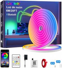 Cozylady Tira LED NeóN Bluetooth 20M/65.5FT, Luces LED RGB NeóN Impermeable,Suave y DIY Deformable Luz LED con Control Remoto de 44 Teclas+Controlador Inteligente APP para DecoracióN Cuarto,Festival - 6 m/20 pies - Ver 13