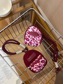 1 pezzo Ciondolo da borsa con stampa leopardata alla moda, ciondolo portachiavi portatile, ciondolo da borsa da viaggio, ciondolo da borsa a mano, ciondolo da zaino, ciondolo da zaino con motivo animale, accessori decorativi, ciondolo da zaino, mini borsa tascabile, portamonete, custodia per auricolari