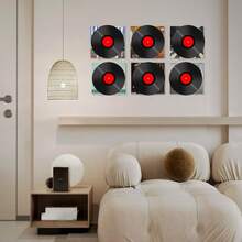 4件套亚克力黑胶唱片展示架 - 壁挂式黑胶唱片架，带挂钩，经典家居装饰，适用于客厅、卧室、办公室、音乐专辑、圣诞装饰