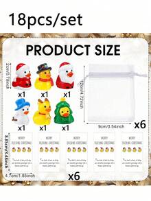 36 Stück/18 Stück Weihnachts-Mitarbeitergeschenk-Set, enthält 12 Stück/6 Stück Mini Gelbe Enten, 12 Stück/6 Stück Dankeskarten und 12 Stück/6 Stück Organzabeutel, Mini Harz Gelbe Enten Figuren mit Weihnachtsmützen, inspirierende Geschenke, Harz Enten für Mitarbeitergeschenke, motivierende Notizkartengeeignet für Kollegen, Freunde, Weihnachts-Mitarbeitergeschenke, Büro-Taschengeschenke, Weihnachtsparty-Gastgeschenke