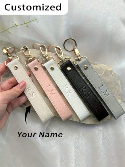 [Personalized] Personalized Custom Initial Keychain - Custom Name Double-Sided Pendant, Elegant Gold Clip, Perfect Valentine'S Day Gift, Fashionable Decorative Accessories, Replica Keychain, Fashionable Anti-Lost Accessories Customized Letters