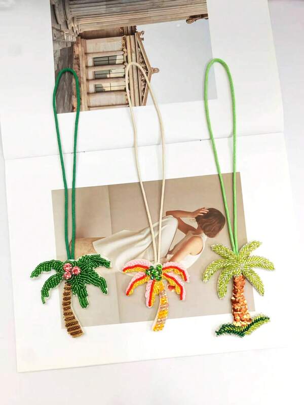 1 peça de patch bordado de coqueiro, desenho animado de verão, decoração de bolsa, aplique Y2K