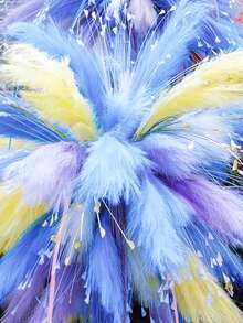 Żywa sztuczna trawa pawia – czerwona, niebieska i żółta, sztuczna dekoracja kwiatowa do wnętrz i na zewnątrz, idealna na spotkania domowe, dekoracja stołu i ogrodu, do użytku przez cały rok, dekoracja ogrodu | Żywa sztuczna trawa | Realistyczny wygląd rośliny, sztuczne kwiaty do ogrodu