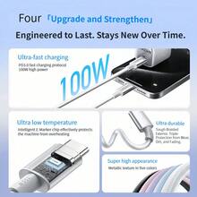 anker A875智慧快充數據線 內建智慧晶片保護設備電池 加粗線芯高效快充不傷機 抗彎折設計持久耐用 充電穩定不斷連 - 粉色 - 查看 7