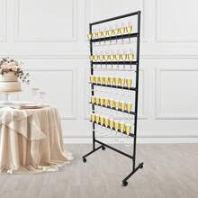 5-Tier Champagne Glass Holder, Steel Champagne Flutes Display Stand, Champagne Wine Glass Holder With Swivel Casters, Champagne Wall Holder For Party, Metal Flutes Display Stand Hold 40 Glasses For Wedding Party Get-Togethers Ceremony Festival Holiday - màu đen - Xem 4