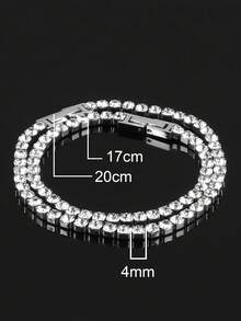 1 件 4 毫米不锈钢网球链手链女式嘻哈男式水晶锆石手链珠宝 - 手鍊 - 查看 3