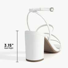 Women Chunky Heeled Sandals For Spring And Summer, Gorgeous Thin Strap Rhinestone High Heeled Sandals  For Wedding, Party, Prom - trắng - Xem 7