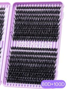 640pcs Eyelash Kit Individual Lashes Cluster, Mix Length 50D 60D 80D 100D With Lash Bond And Seal, Tweezers & Brush For Beginners DIY At Home, Exquisite Gift Set, Beautiful Gift, Valentine's Day Gifts, Perfect For Party & Holiday Makeup - Màu tím - Xem 5