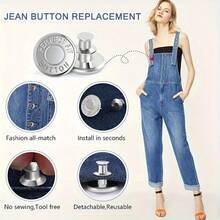 12pcs Removable Denim Jeans Buttons, Quick Snap Pants Buttons Clips, Stretchable Jeans Buttons No Sewing Closure, Perfect Fit For Waist Reduction, Suitable For Pants, Jackets, Coats - Durable Metal Structure - Multicolor - View 7