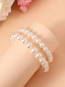 3 colores Elegante pulsera de perla de concha de estilo marinero | Pulsera elástica de cuentas redondas versátil y de moda | Simbolizando elegancia noble, amarillo, morado y blanco, regalo perfecto para mamá o novia en el Día de San Valentín, cumpleaños, hermosa pulsera para el Día de San Valentín, cumpleaños