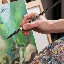 7 支松鼠毛水彩画笔套装 - 专业艺术品质，适合初学者和水粉画家，黑天鹅圆头，返校，学校用品