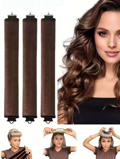 3 Stück/Set Hitzefrei Haarkräusler mit Haken, Gummi Lockenwerkzeug, Slouchy Schlaf Wellen Haarroller Set, einfacher europäischer und amerikanischer Stil, flexibler Lockenstab, geeignet für normales Haar, Schönheit und Körperpflege, Haarkräusler, Lockenbürste, Roller, Lockenprodukte, Kräusler, Roller für Haarlocken, Lockentools, Haarroller, Haarkräusler, Friseur