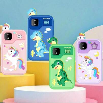 儿童电话，适合女孩和男孩的玩具，儿童智能手机玩具生日礼物，适合 2、3、5、7、8、10 岁幼儿，益智学习玩具，配备 2.8 英寸触摸屏、音乐播放器、相机、游戏、睡前故事播放、9600W 双摄像头、有趣的涂鸦和音乐游戏