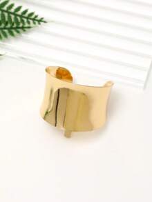 1个时尚弧形半包式马尾发夹 - 装饰浓密马尾 | 装饰发夹 | 女士宽口金属发夹 | 时尚半包式发夹和半圆形钩夹，金色头饰，发夹爪，发夹，发爪，发夹，发卡，发夹，发饰，女士发饰，发卡，夏季，假日，旅行 - 金色 - 查看 2