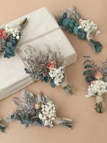 12pcs Boho Dried Flower Bouquet Mini Wedding Handmade Dry Flowers Decor For Vase Crafts DIY Photo Boutonniere For Men Floral Plant Flower For Bridesmaid Gift Birthday Decor (Colorful)