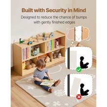 Montessori Bookshelf, 45 In Width Toy Storage Organizer, 5-Section Kids Display Storage Cabinet, Daycare Furniture, Kids Bookshelf For Bedroom, Nursery, Living Room, Entryway, Preschool, Brown - Grid Wooden 41-50inch Light Brown - 查看 5