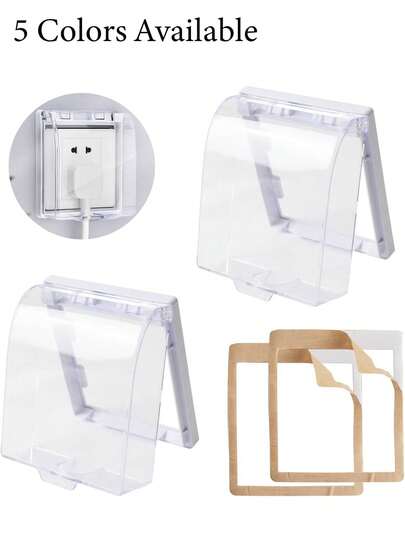 1 Piece Waterproof Outlet Cover, Clear Electrical Junction Box, Waterproof Switch & Outlet Cover, Clear Self-Adhesive Waterproof Cover - Splash Guard For Outlets & Switches, Clear Plastic Compartment For Cable Management, No Battery Required, Outdoor Electrical Accessory | Clear Lid Design