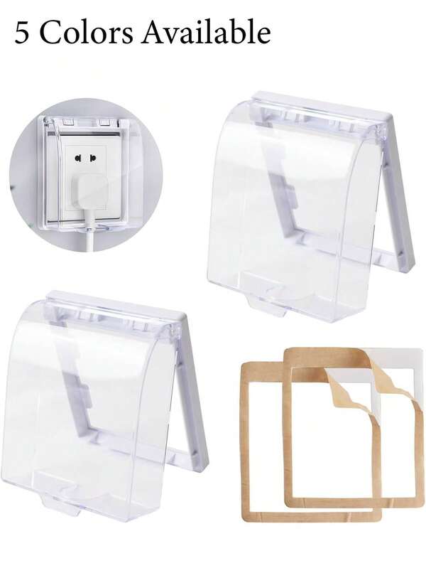 قطعة واحدة غطاء مقبس مقاوم للماء، صندوق توصيل كهربائي شفاف، غطاء مقبس وقاطع كهربائي مقاوم للماء، غطاء مقاوم للماء لاصق ذاتي - واقي من الرذاذ للمقابس والمفاتيح، حجيرة بلاستيكية شفافة لإدارة الكابلات، لا يتطلب بطارية، ملحق كهربائي خارجي | تصميم غطاء شفاف