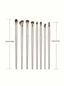 8pcs Champagne Gold Eyeshadow Brush Set, Soft Bristle Makeup Brush Set, Eye Makeup Brushes, Beginner Nose Shadow Blending Brush, Delicate Eyeliner Brush, Fine Pointed Eyebrow Brush, Makeup Tools Set,Eyebrow Brush,Eyeshadow Brush,Spoolie,Spoolie Brush