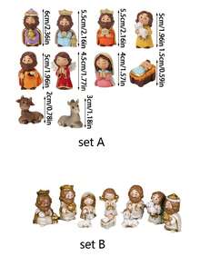 Vintage Harz Krippen Figuren Set - Religiöses Thema Gebetsraum Dekoration - Weihnachtskrippe Szene - Handgefertigte Tischdekorationen für Weihnachten, Halloween, Ostern, Erntedankfest - Verschiedenfarbig - Übersicht 10