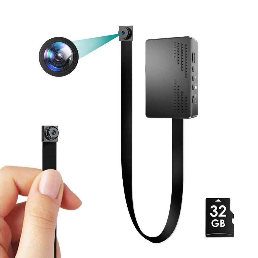 1080P Night Vision Motion Detection Video Surveillance Camera - Portable Home, Office, And Conference Room Camera With 32GB Memory Card, USB Charging, Portable Home Camera - 黑色 - 查看 1