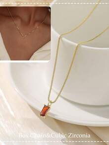 FUNEIA 14K Gold Plated  Birthstone Necklace For Women  Dainty Emerald Cubic Zirconia Pendant | Perfect Gift For Mom, Wife, Girlfriend, Daughter Jewelry - 01. 一月(石榴石) - 查看 7