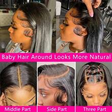 NARNI 40 Inch 5x5 Straight Glueless Human Hair Wig 250% Density HD Lace Put On And Go Closure Wigs Human Hair Pre Plucked Pre Cut No Glue Transparent Human Hair Wigs For Women With Baby Hair Natural Color - Natural Black - 查看 11