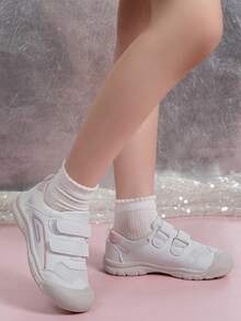 Hook And Loop Embroidered Children's Functional Shoes, Toe Protection, Versatile Little White Shoes, Soft Bottom, Breathable, Toddler Walking Shoes, Spring/Summer New Outdoor Sports Shoes, Suitable For Outings, Vacations, Indoor & Outdoor Activities - White - View 12